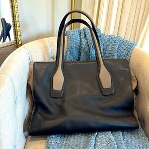 Tod’s Brown Leather and Green Suede Manici Tote